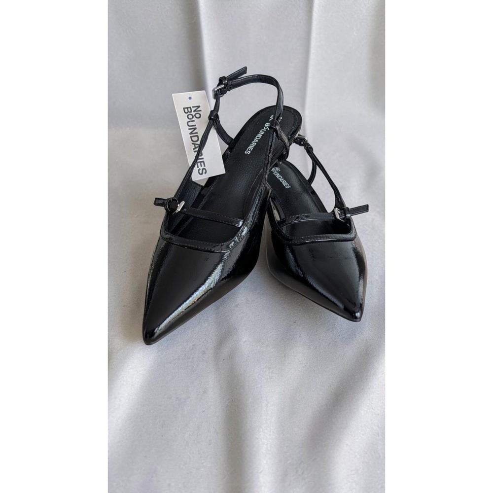 Black Patent Slingback Kitten Heels Pointed Toe Womens 8 1/2 8.5 New NWT - Picture 4 of 9